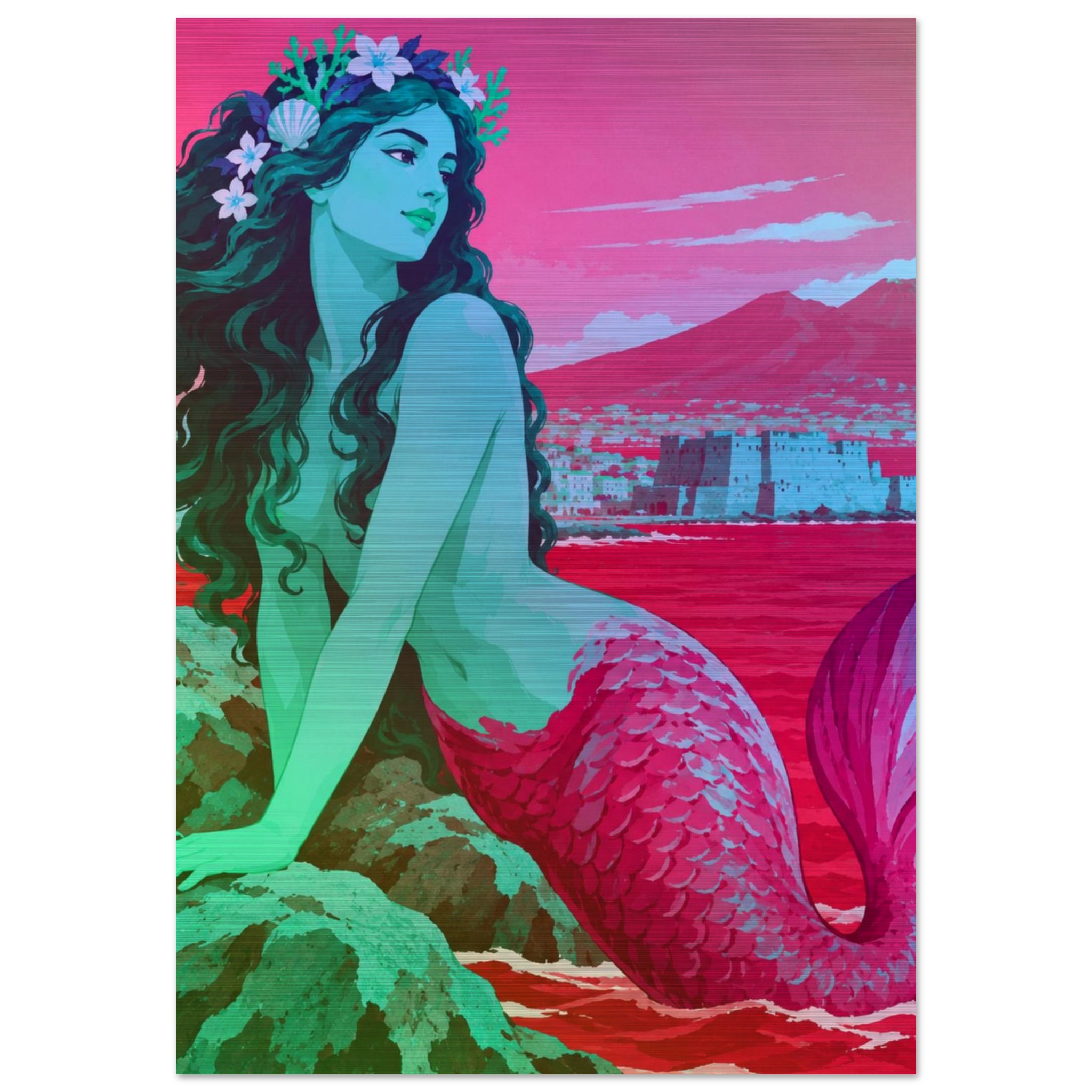 Brushed Aluminum Print – PARTHENOPE – Sunset (70×100 cm)